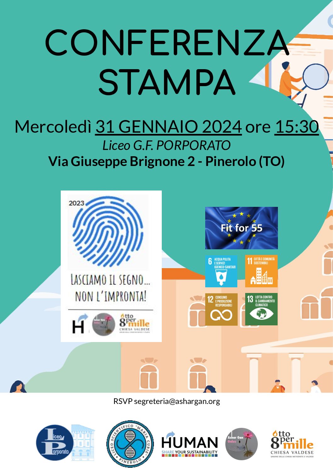 Conferenza stampa finale “Lasciamo il segno… non l’impronta!” – 31 gennaio 2024, Liceo G. F. Porporato (Pinerolo)